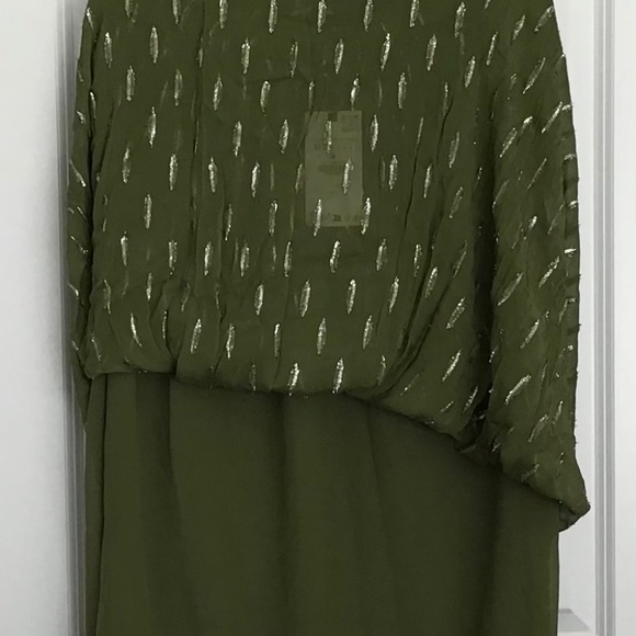 NWT Zara Matallic Thread Green Silver skirt size M - Picture 5 of 5